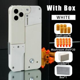 Folding Pistol Bullet Automatic Shell Throwing Toy Creative Soft Bullet Toy Mobile Phone Appearance Gun Outdoor Interactive Kid Gift (Color: White, style: High configuration gift box)